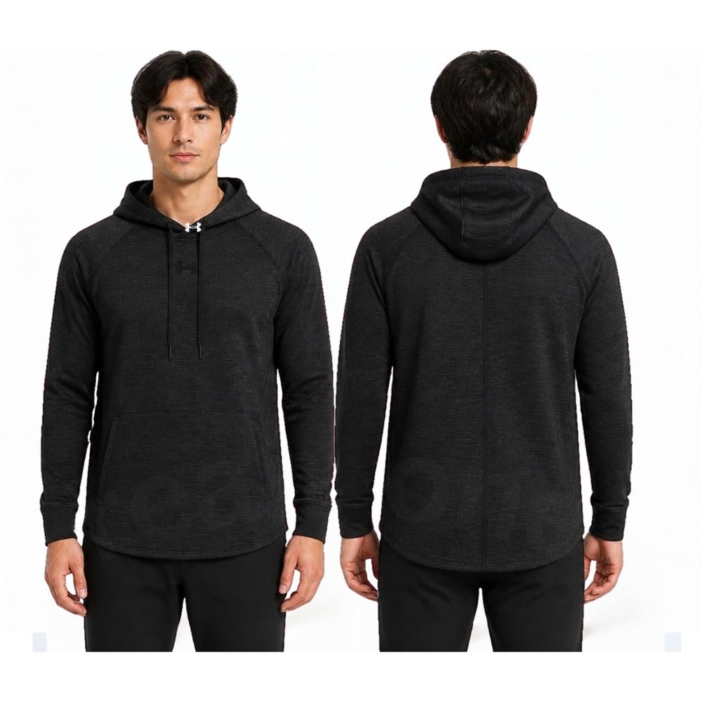 Under Armour Black Gray Space Dye Storm Loose Fit Pullover Hoodie Men's Small